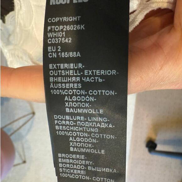 The Kooples Eyelet Cropped Blouse White FR 2 / US M NWT - Picture 6 of 6